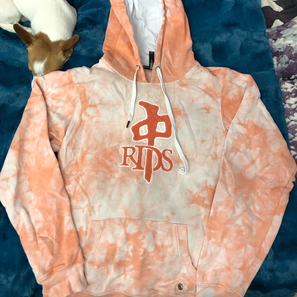 Red Dragon orange/white tie dye hoodie